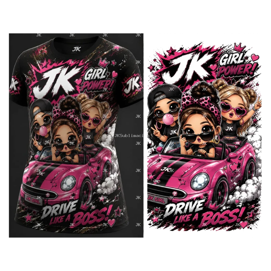 Diseño Digital 3D JK Sirena Rosa para Ropa de Niña