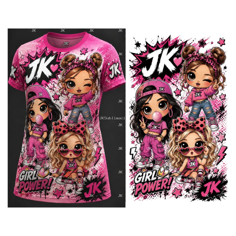Diseño Digital JK Girl Power – Chicas Urbanas para Ropa de Niña