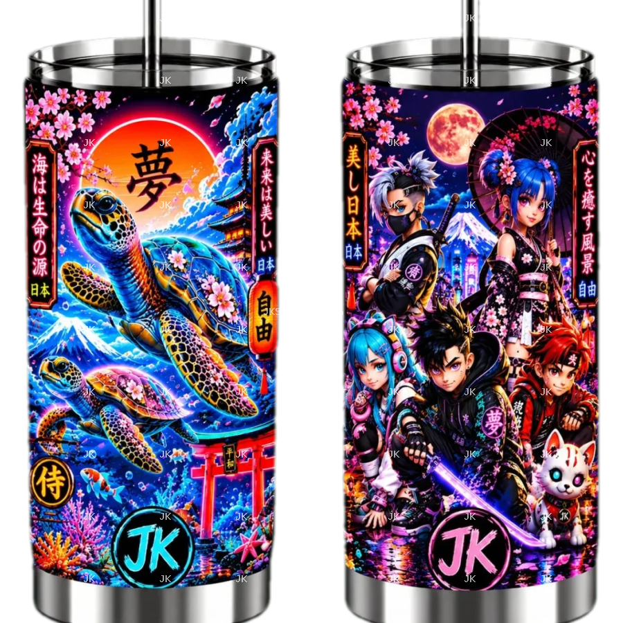 Pack de 2 Diseños Digitales Japoneses para Vaso Skinny 30 oz | PNG 300 DPI | Sublimación